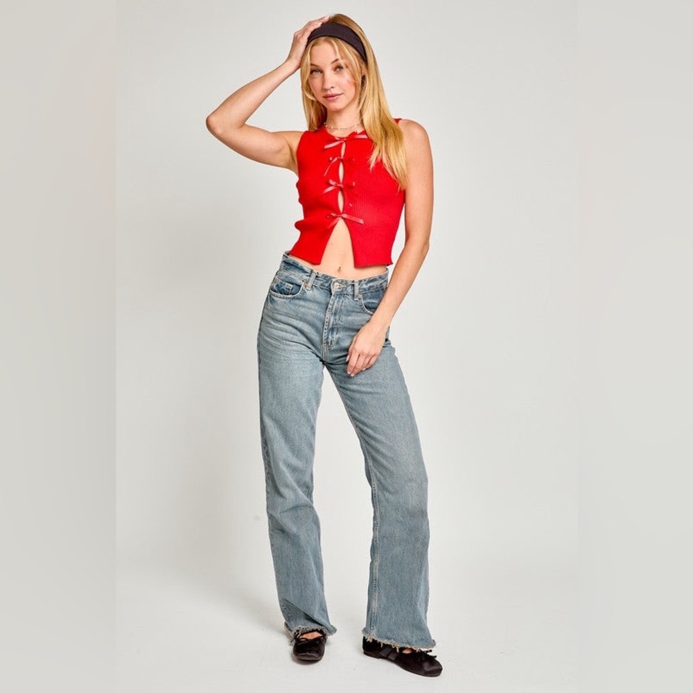 Satin Bow Cutout Knit Tank Top - Le Lis - Picture 3 of 3